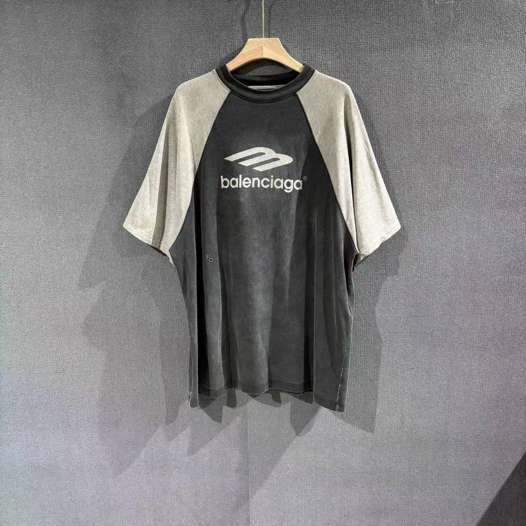 90新 Balenciaga/巴黎世家 （pm）3B拼色做旧短袖 90新3码/8422