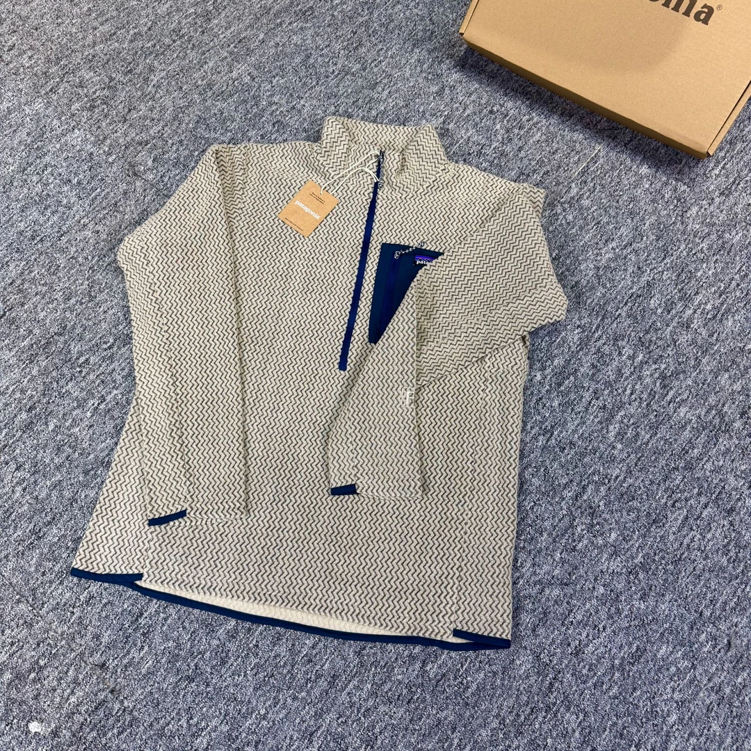 【R1AR】户外长袖秋冬新款男士立领半拉链薄绒水波纹上衣