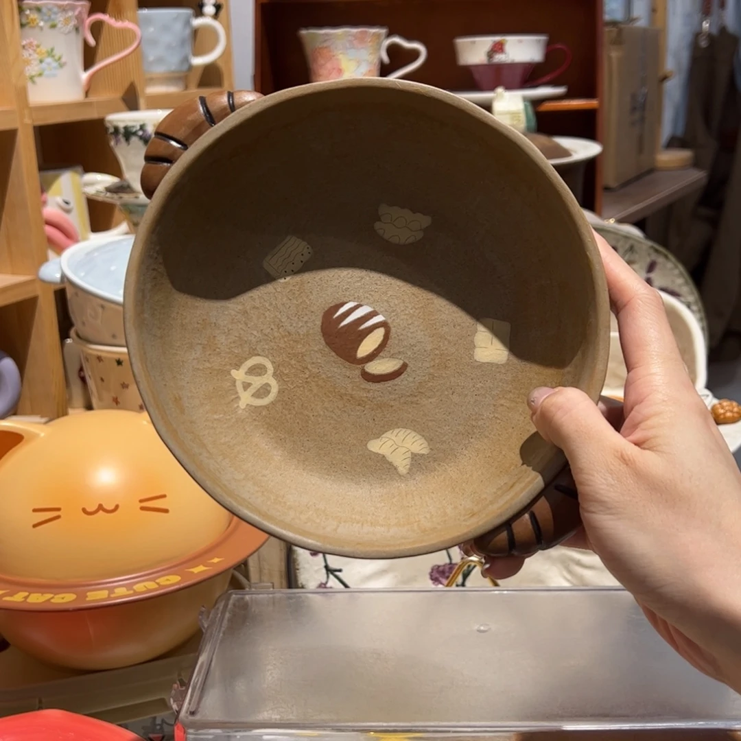 立体牛角包双耳盘