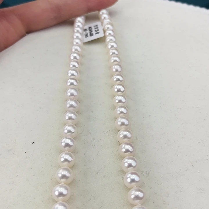 淡水珍珠颈饰银S925镶嵌卡8透粉