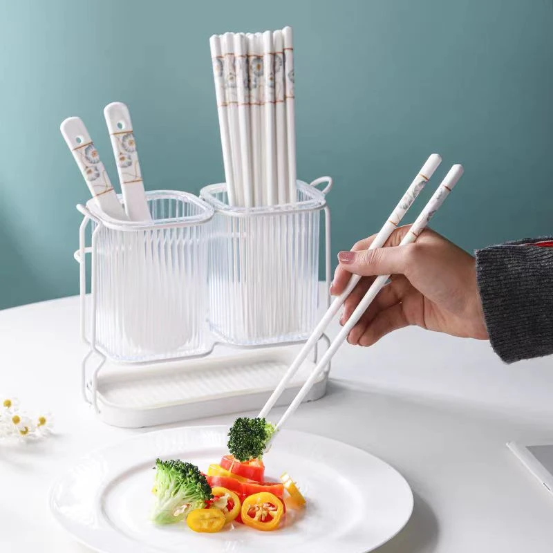 岁月静好筷子10双装+饭铲1个家用餐具组合新款防霉防烫耐高温筷子