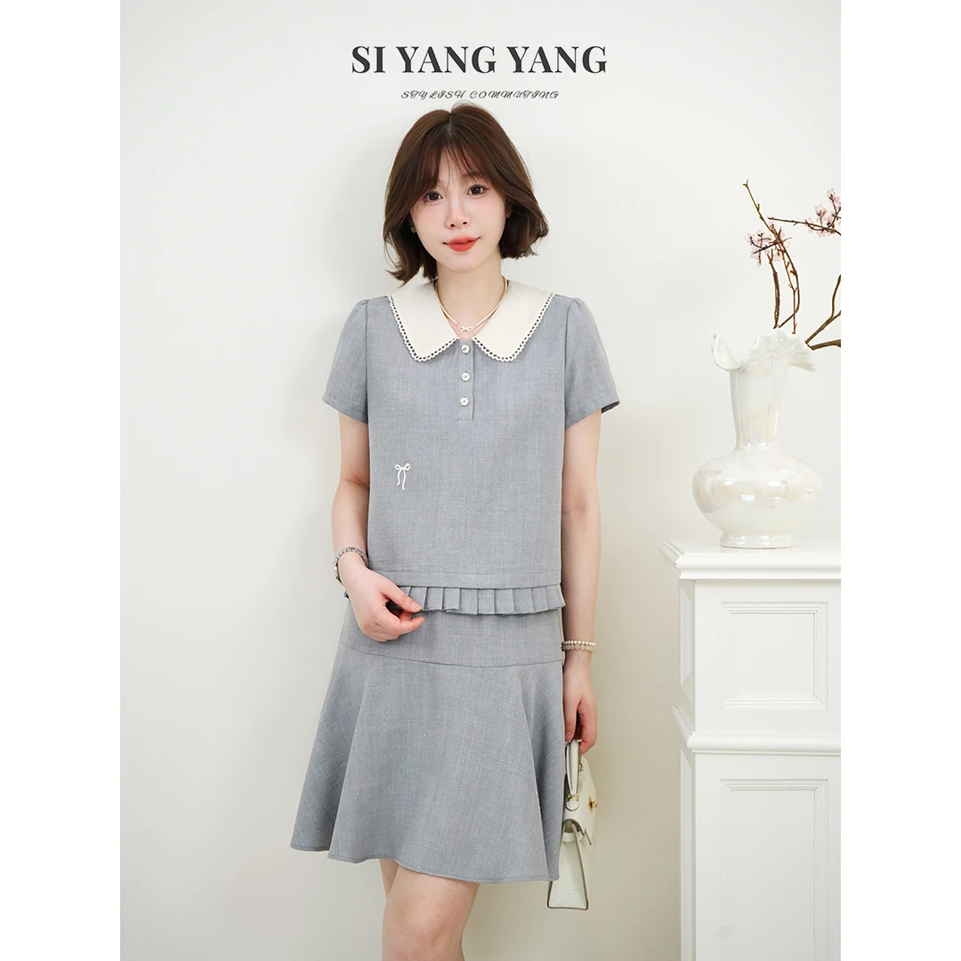 斯洋洋麻定制烫钻纹理新款舒爽透气减龄精致套装TZ505A055SYY