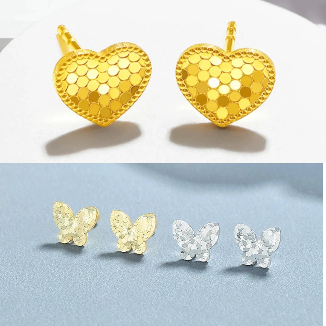 925银银制品 S925纯银电镀18K金-蹦迪冰冰耳钉