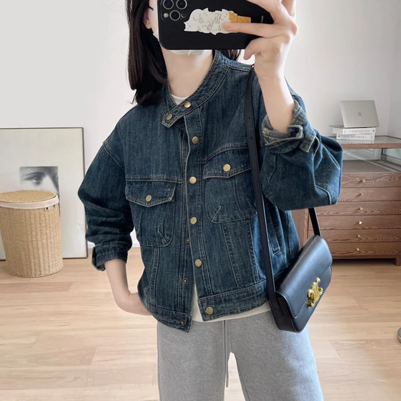 高含棉韩版时尚牛仔短外套女2025年秋冬新款洋气宽松显瘦夹克上衣