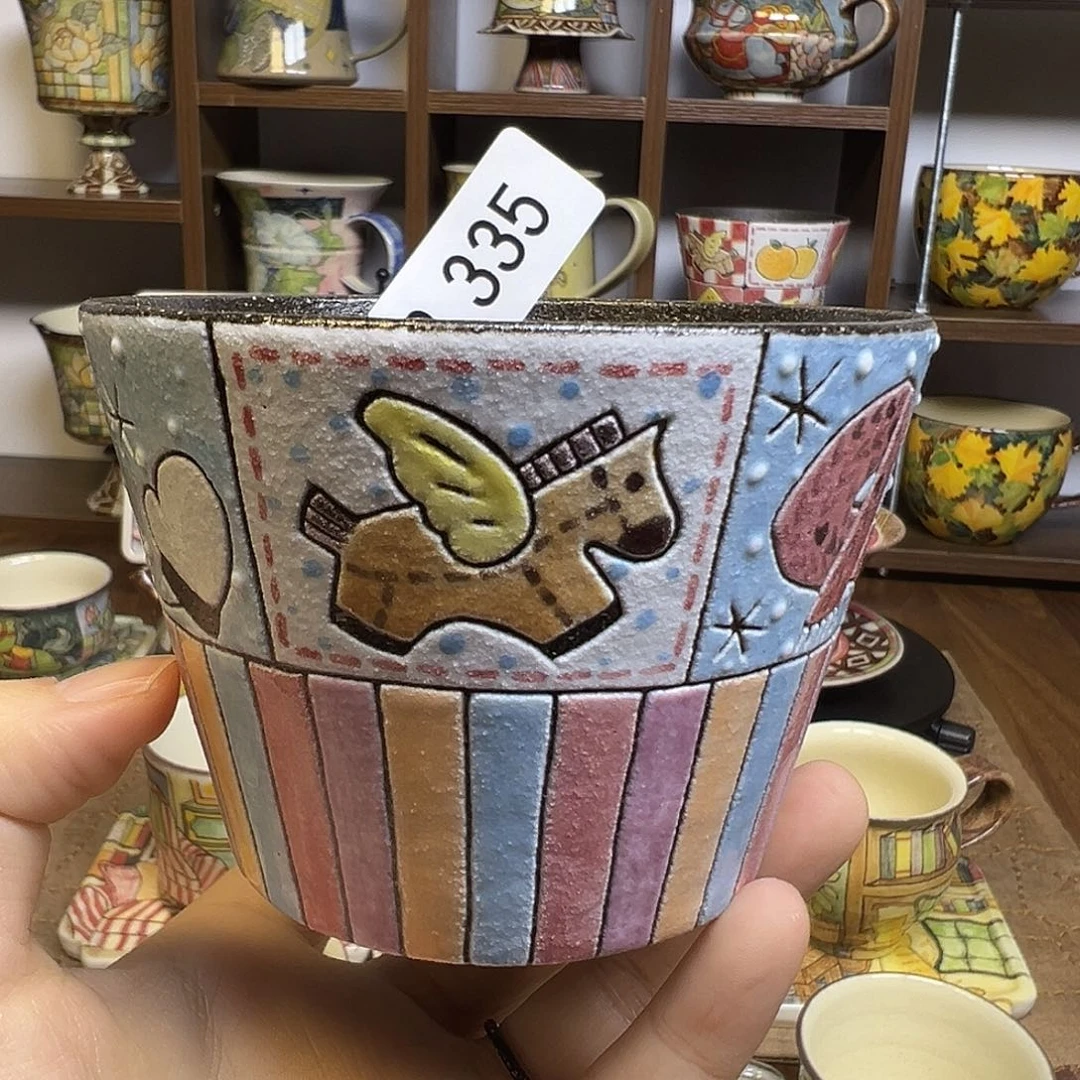 摆件陶原创手绘高温釉下彩