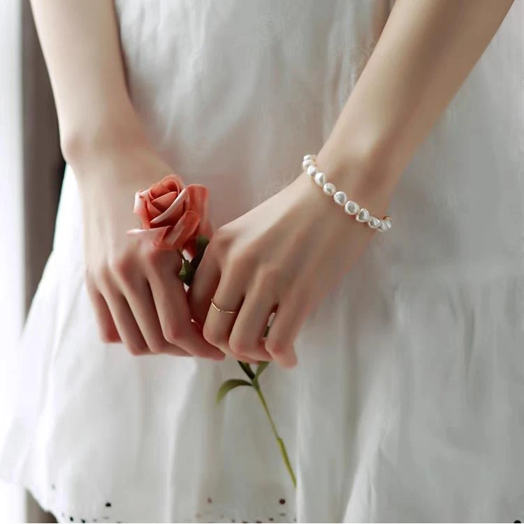 s【碎银】天然淡水珍珠巴洛克手链 时尚气质百搭减龄简约 DSL00620