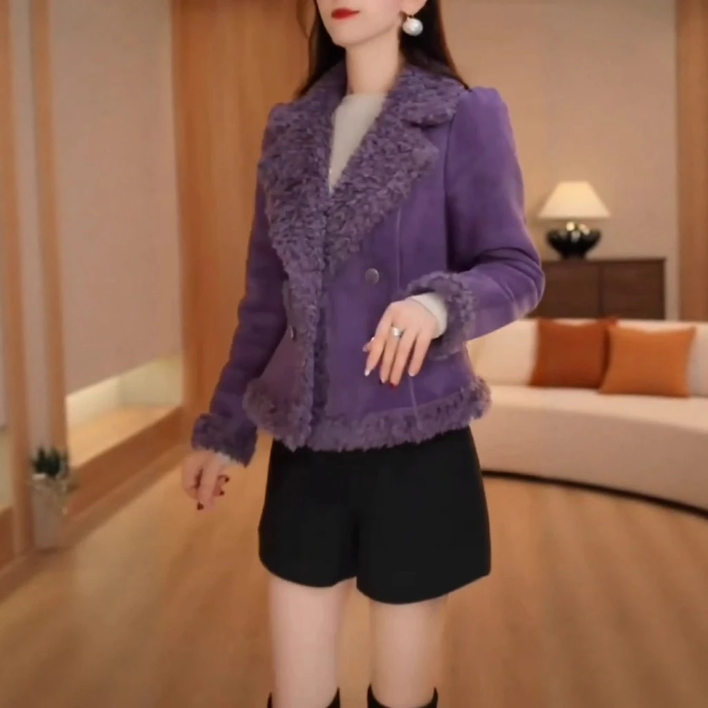 冬季高端时尚轻奢高级感加厚保暖皮毛一体洋气百搭小个子短款外套