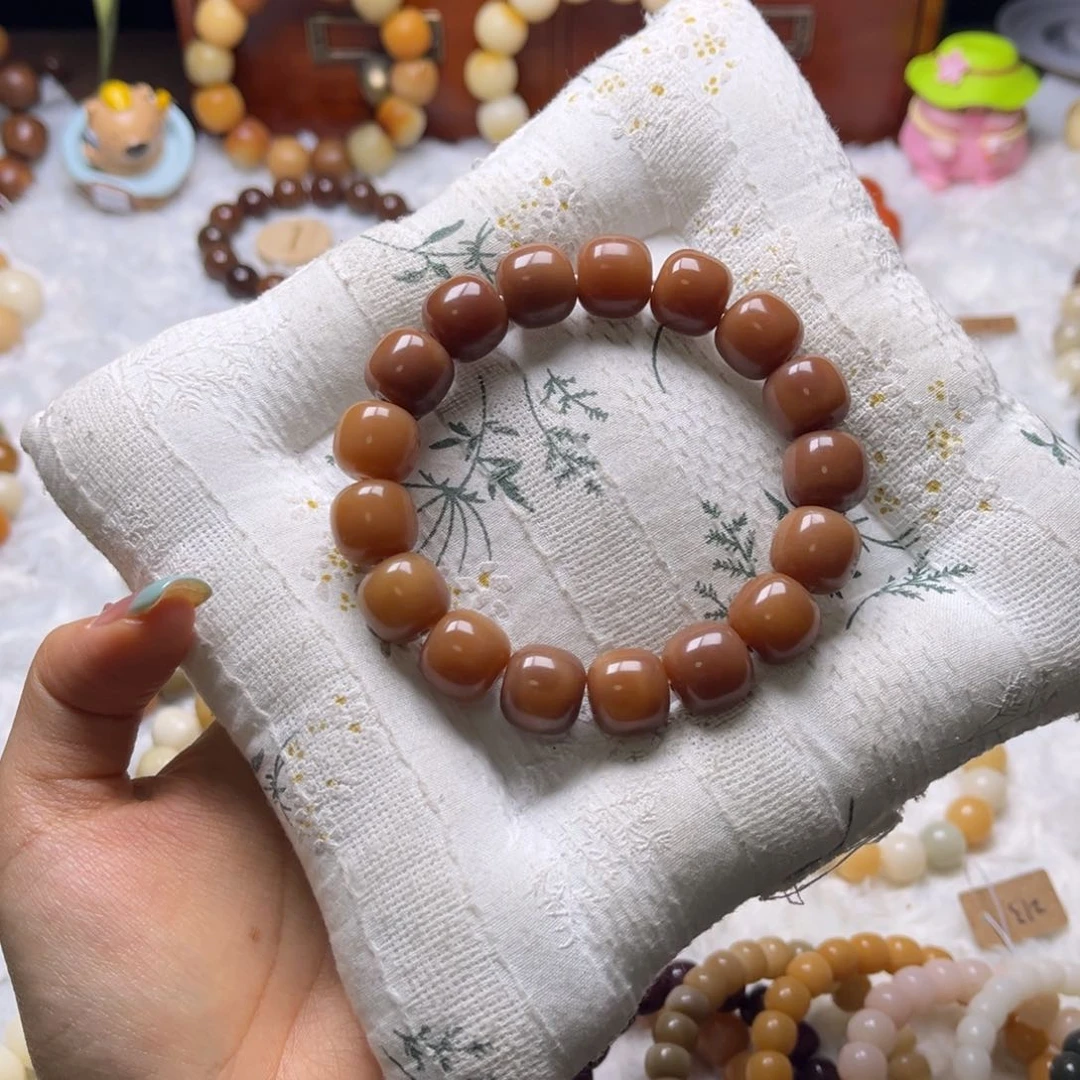 菩提根/象牙果吊坠咖色桶珠卡14