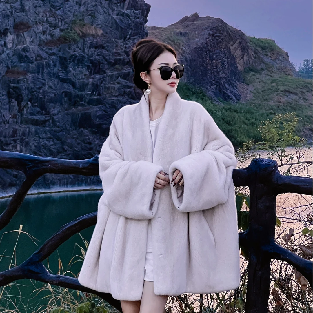 GeSaiNi新款慵懒风阔版水貂女休闲时尚短二小母貂宝嘉美黑貂女