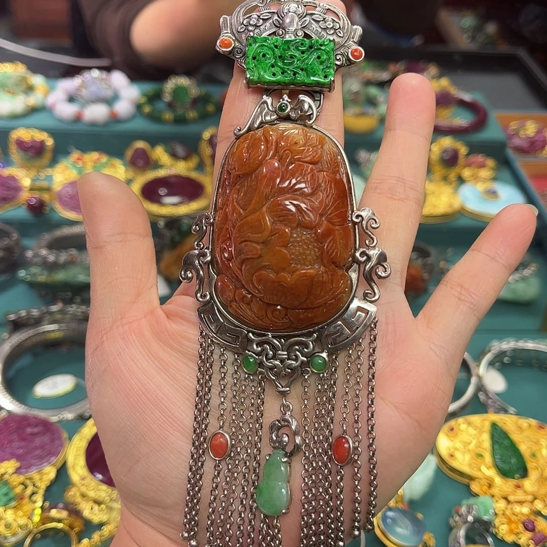 翡翠银S925镶嵌吊坠(不含链)