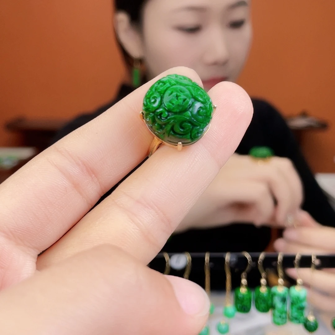 翡翠银S925镶嵌耳饰