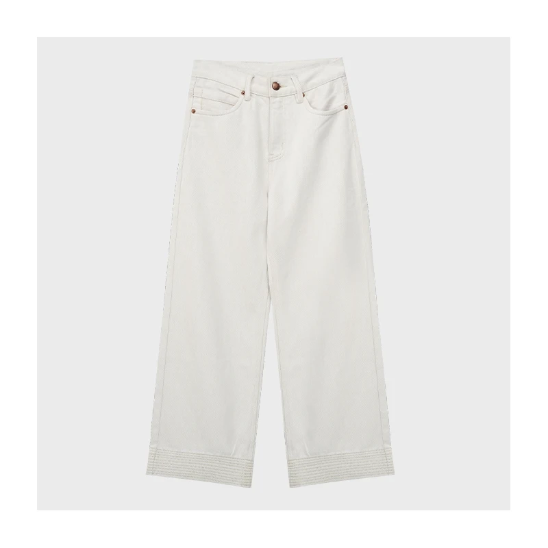 【艺洋穿搭】时尚简约百搭牛仔休闲裤新款设计感薄绒长裤