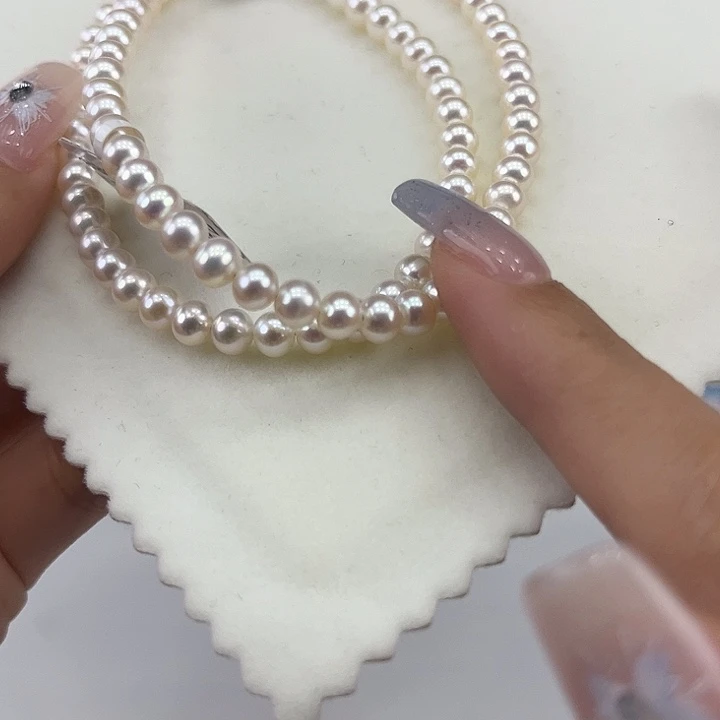 淡水珍珠银S925镶嵌颈饰5-6极光炫彩高品
