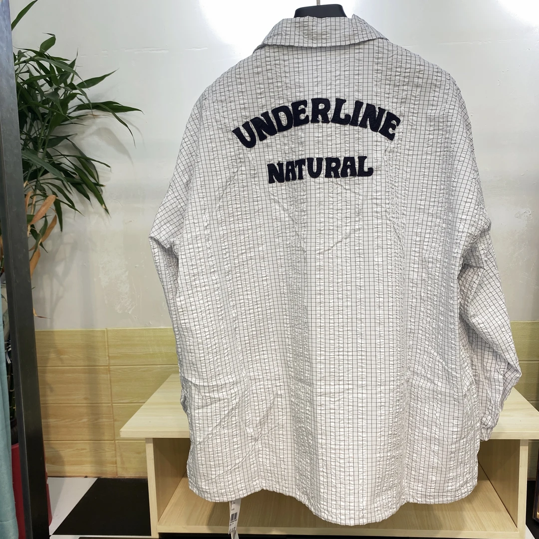 扣子衬衫常规秋季春秋尖领简约风刺绣对襟男外套