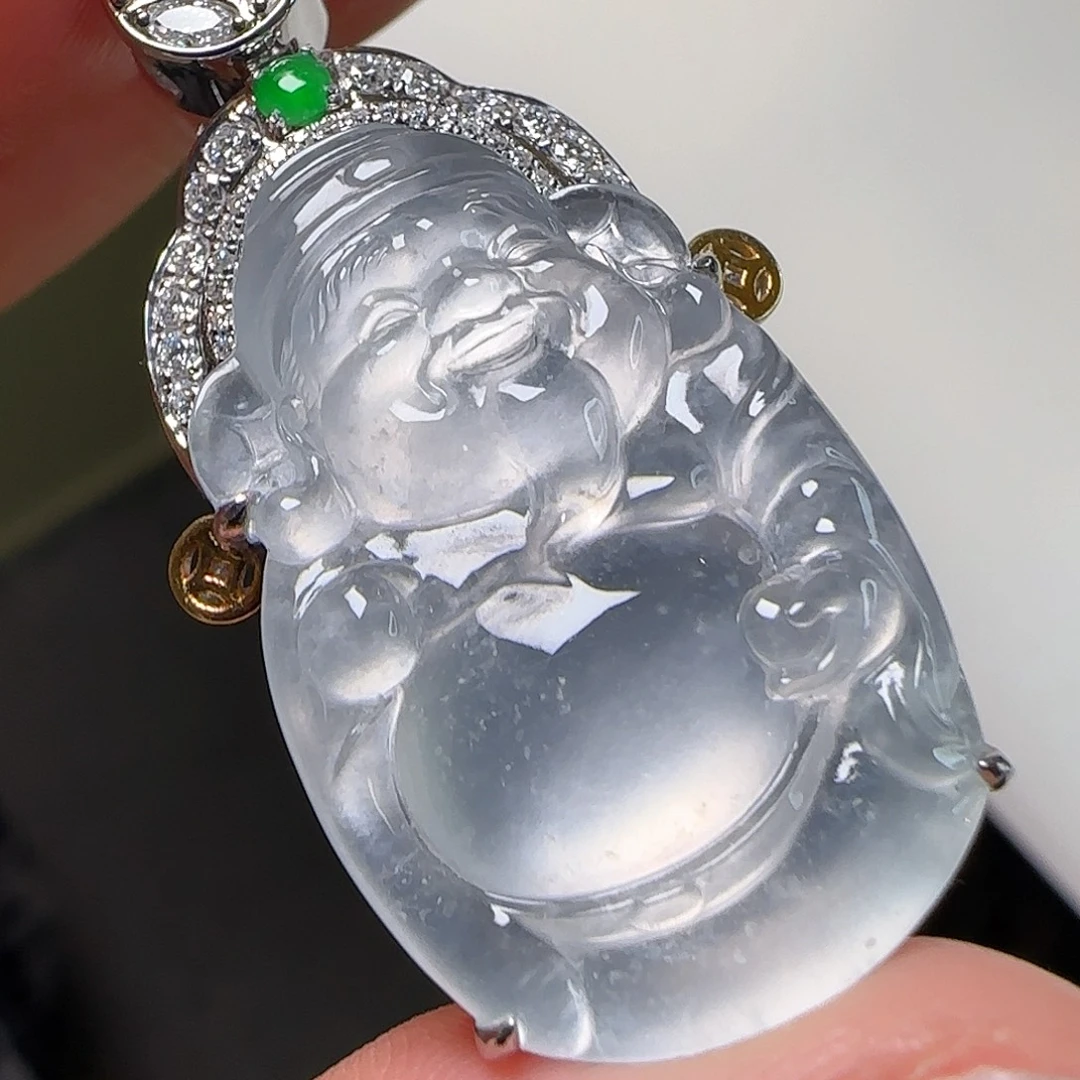 翡翠18K金镶嵌颈饰天然翡翠