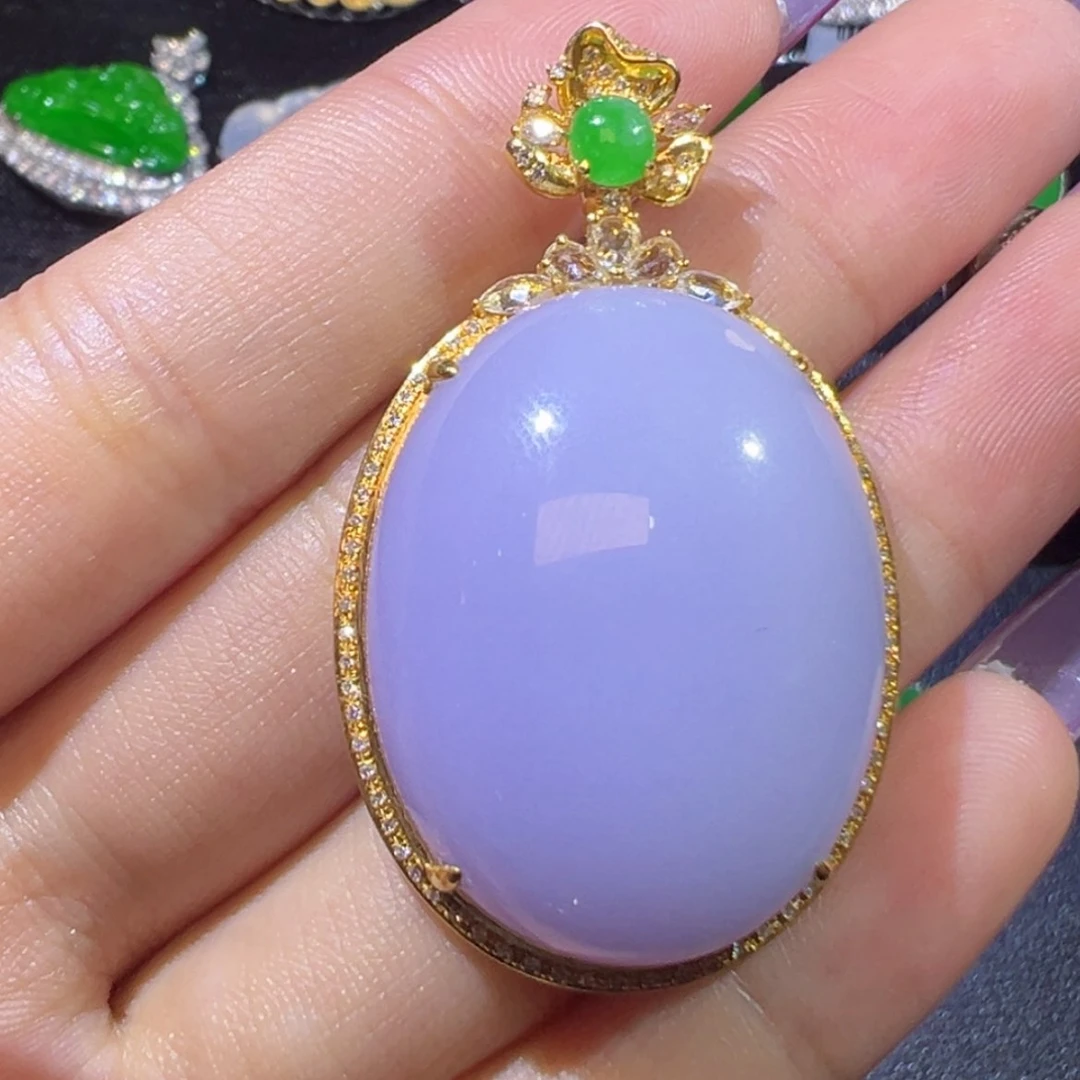 【闪购商品】翡翠18K金镶嵌吊坠(不含链)天然翡翠