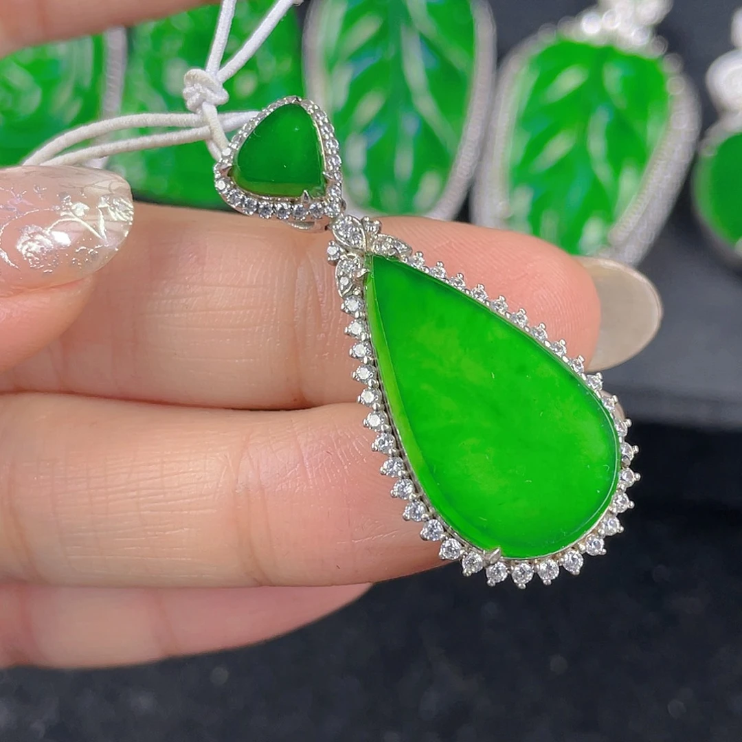 翡翠吊坠(不含链)银S925镶嵌