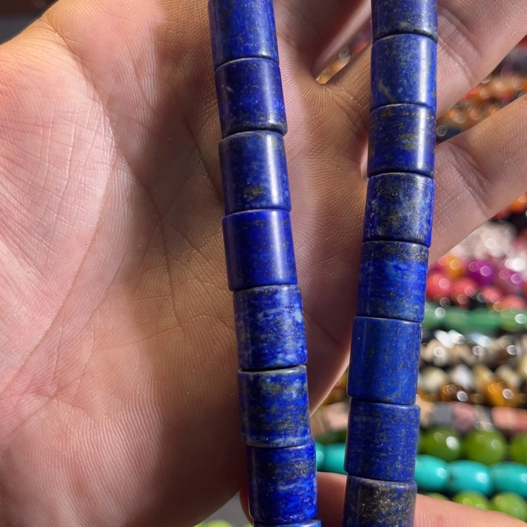 未镶嵌玛瑙/玉髓珠宝半成品原矿青金炮仗一条12x13mm