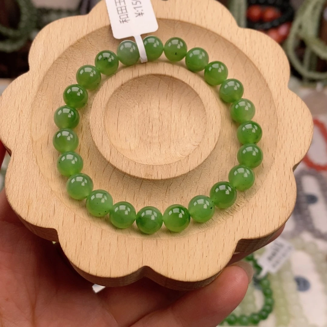 和田玉（碧玉）手链未镶嵌微瑕有矿点介意慎拍