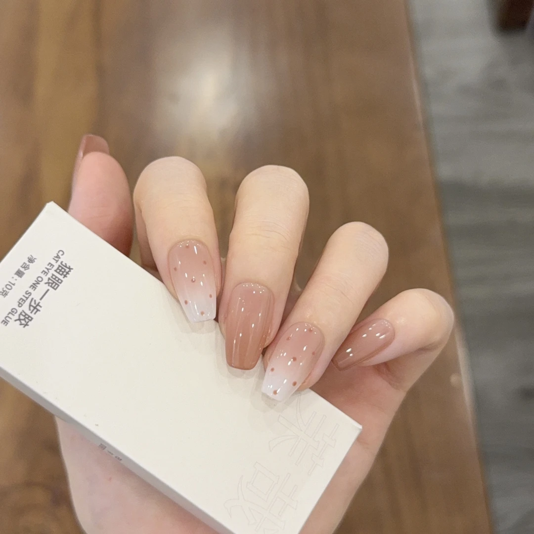 茉哉H【奶芙泡泡】纯手工定制美甲拆卸穿戴甲A4667