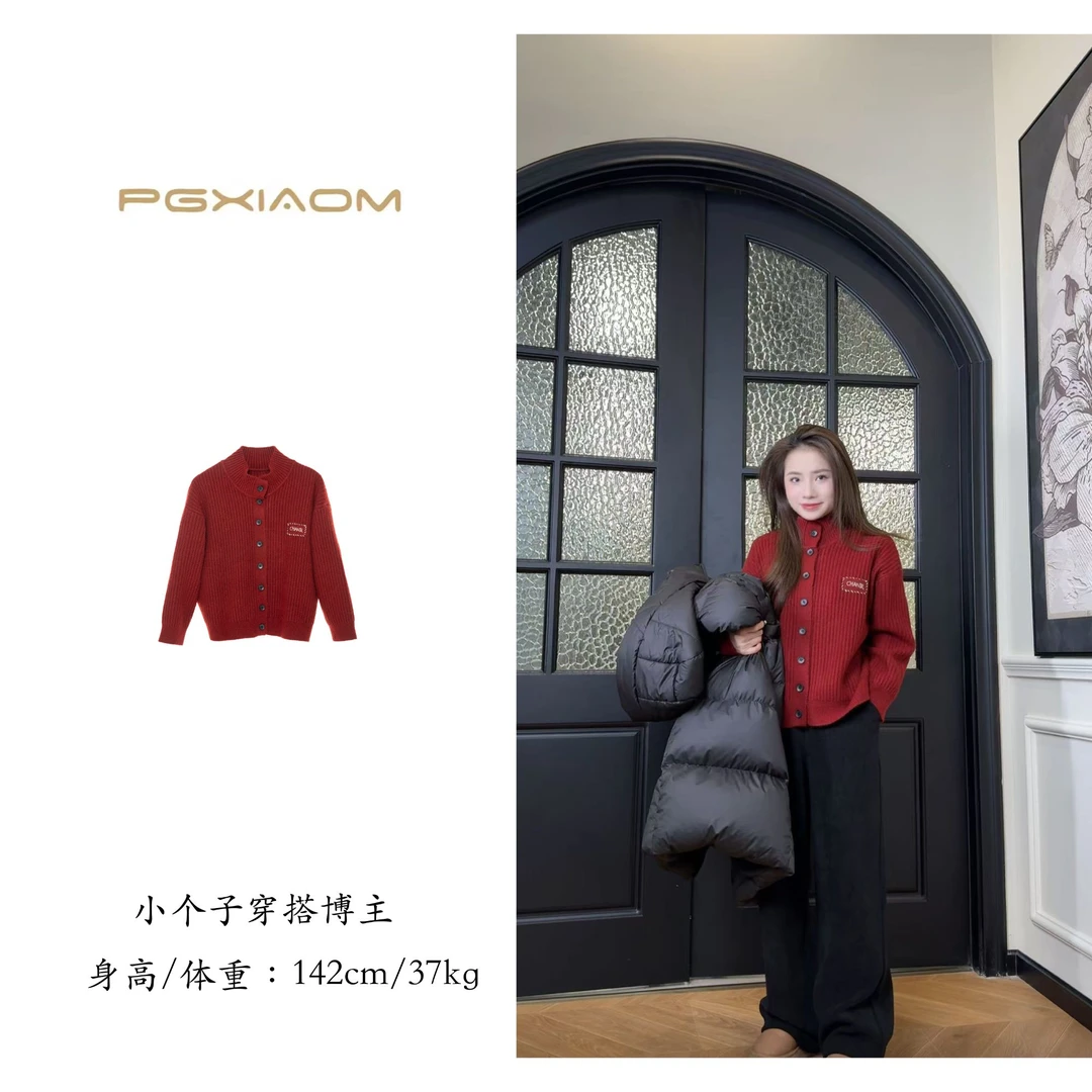【PGXIAOM】润秀定制红灰两色立领毛衣MY2258