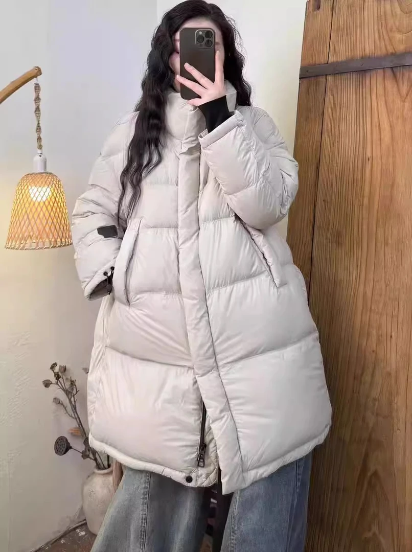 23630溯源码！立领长款蓬松泡芙感羽绒服新国标三星90白鸭绒外套