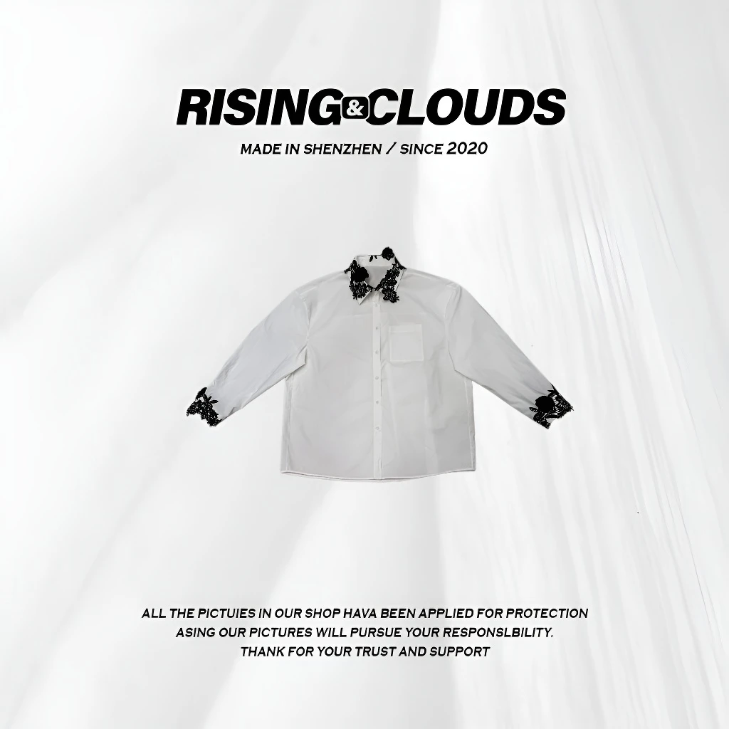 RISING&CLOUDS莎莎【独白】显瘦百搭设计款拼接袖衬衣120351