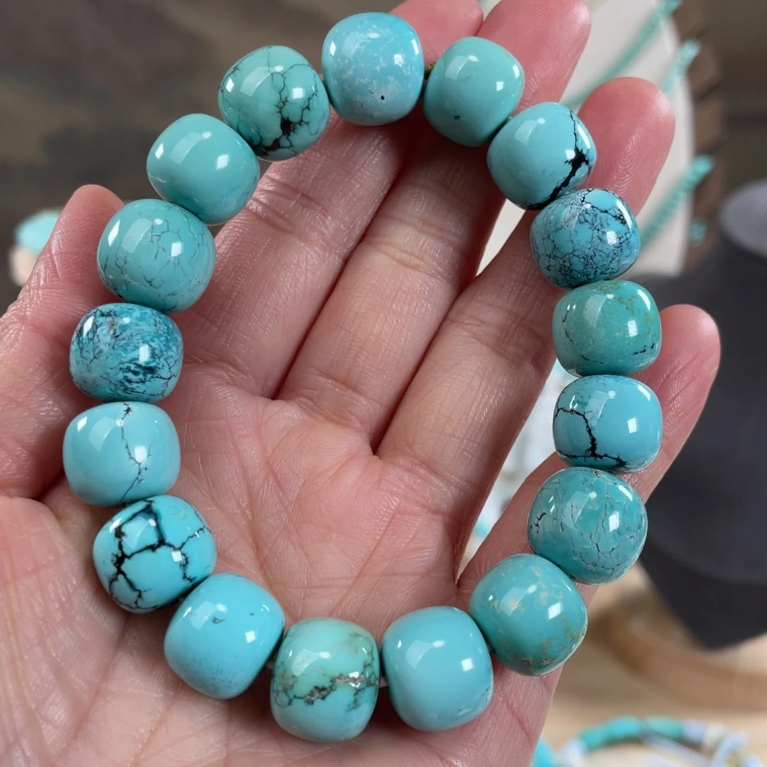 绿松石未镶嵌套链12+精品老型手串