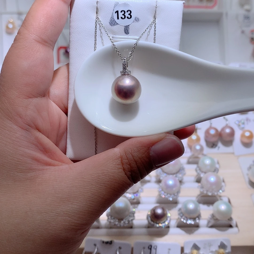淡水珍珠吊坠(赠链)银S925镶嵌CC13.7mm