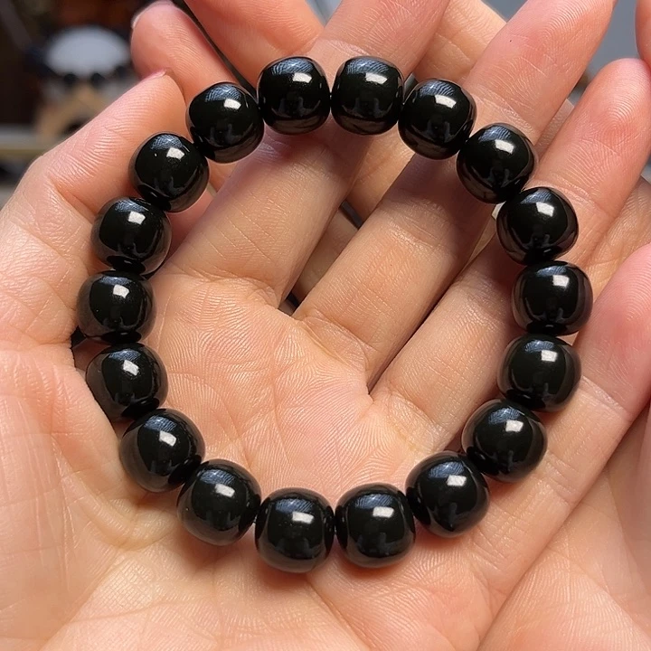 耀***一和田玉（墨玉）未镶嵌项圈卡12黑青货头