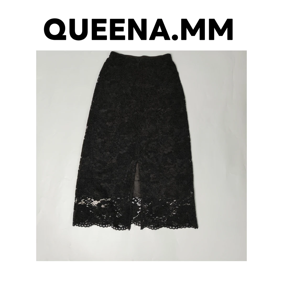 进口蕾丝高腰显瘦百搭蕾丝直筒女士半身裙 裙长83cm