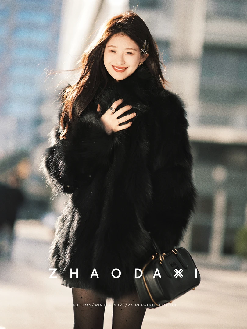 【赵大喜】现货！鱼子酱黑狐狐皮cao外套｜防风保暖黑色外套