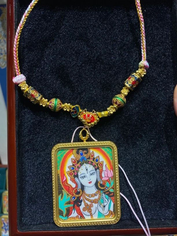 实拍 纯手绘唐卡4✖️5妞瓦力绿妈妈白妈妈