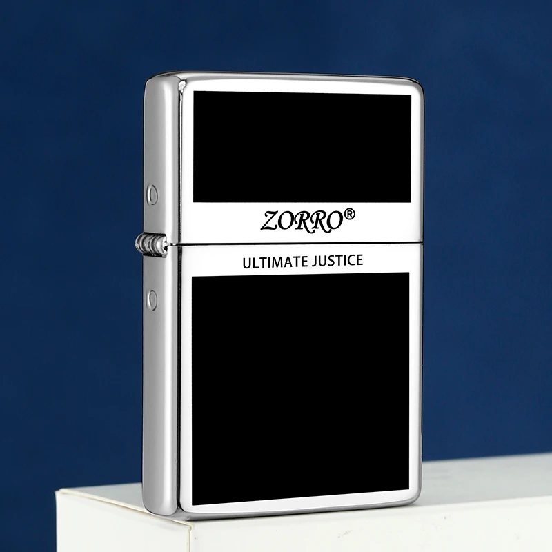 佐罗超薄银黑珐琅煤油打火机平头机防风创意火机