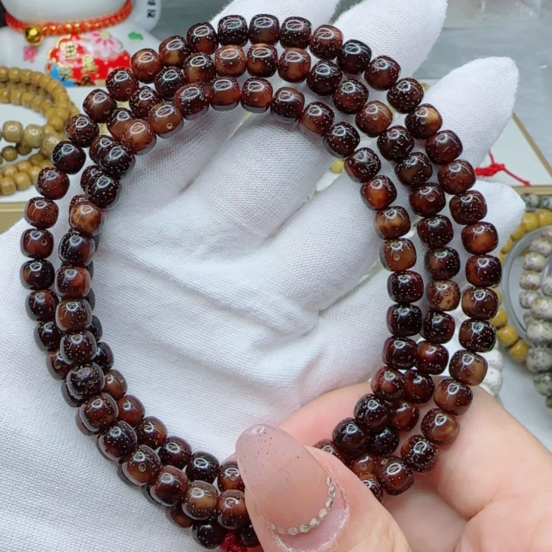手串星月菩提黑金虎皮7×6-108同枝果c2