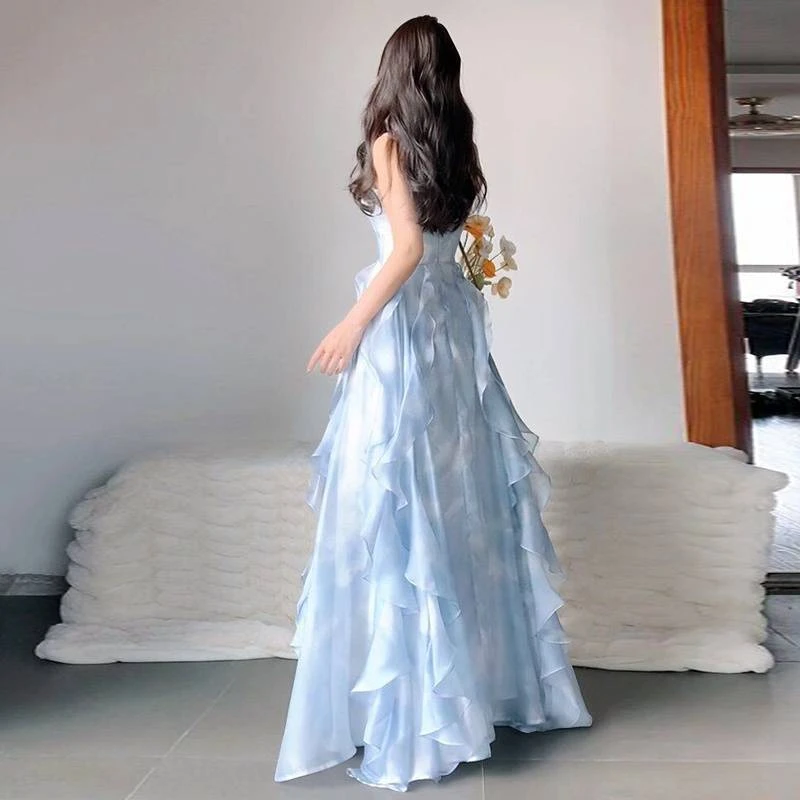 夏季海边沙滩裙显瘦仙女裙高级感长款碎花小个子丝麻度假风连衣裙