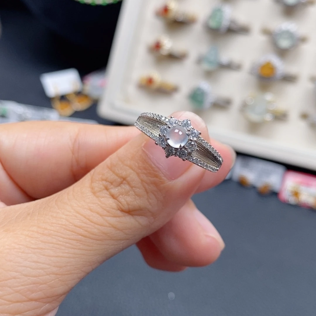 翡翠银S925镶嵌戒指