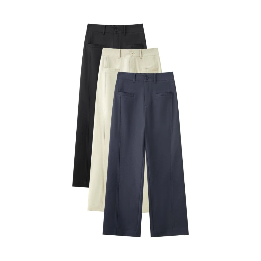 梦恋缘【小个子定制系列】窄版阔腿春夏新款简约时尚休闲裤女 2511