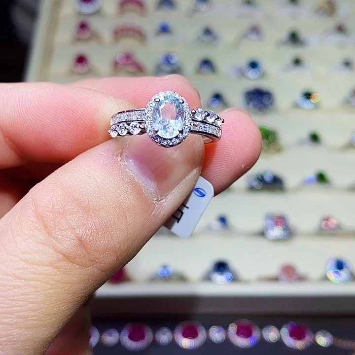 托帕石戒指银S925镶嵌1111