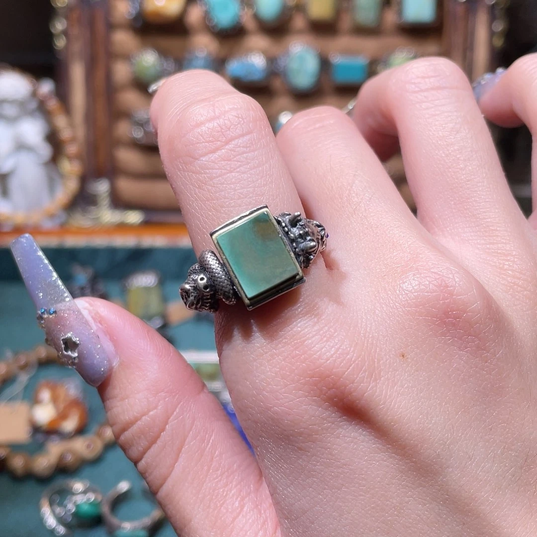 绿松石银S925镶嵌戒指