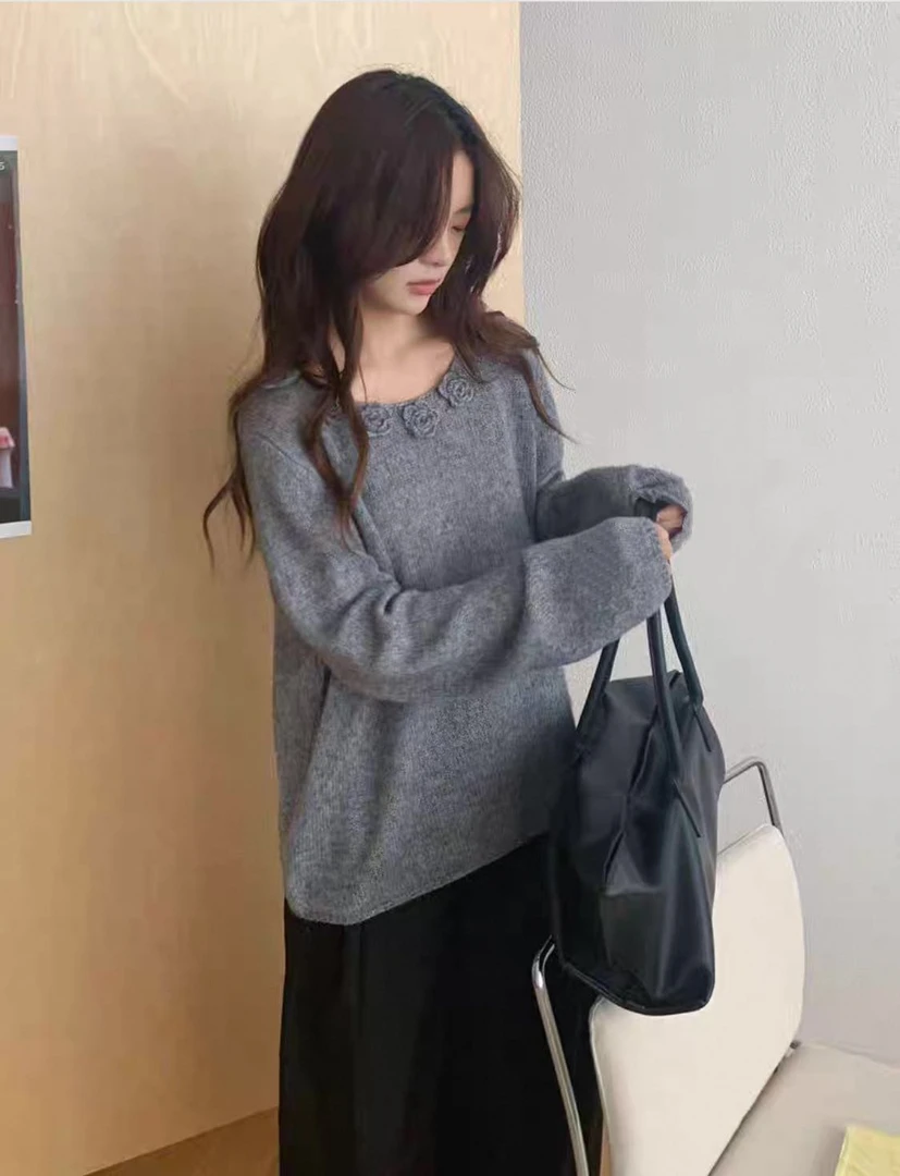 【001-100号】LI YING.冬季-羊毛-慵懒风长袖针织衫