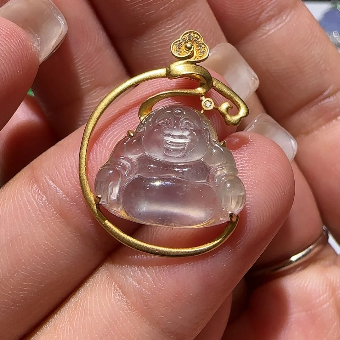 【闪购商品】翡翠18K金镶嵌颈饰天然