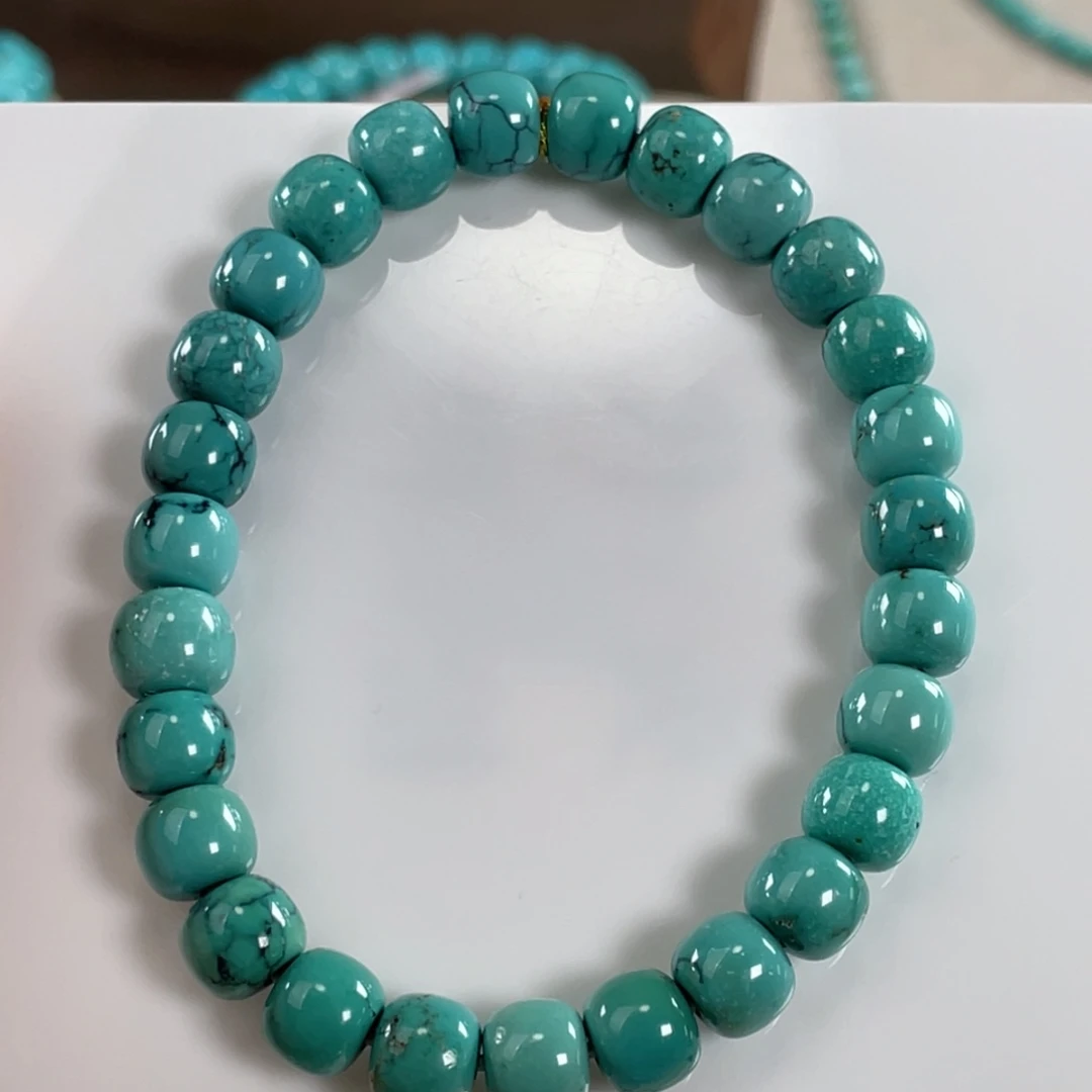 绿松石未镶嵌套链精美高瓷绿8mm