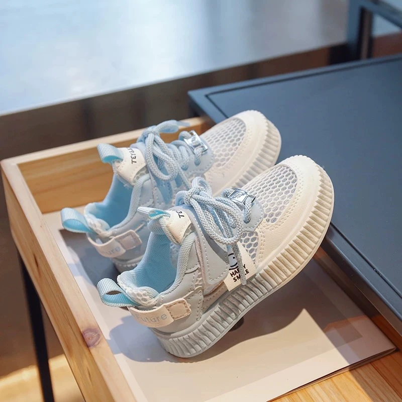 儿童2025夏季新款软底防滑板鞋单网透气男女童小白鞋5189