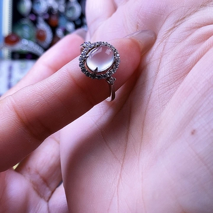 岫玉银S925镶嵌戒指