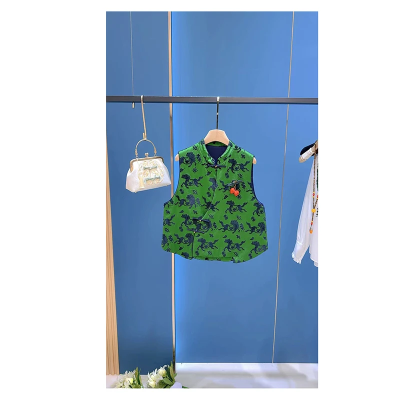 ‌【‌秋野信使】适中时尚四季通用扎染马夹常规款休闲马甲提花