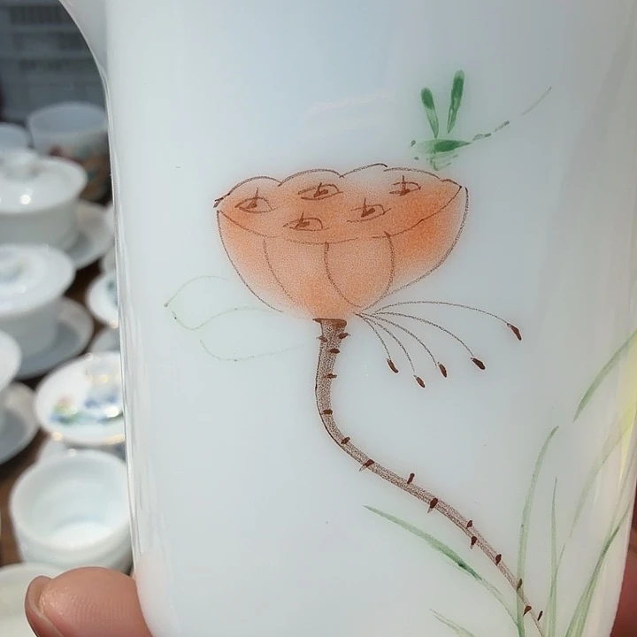 冰种莲蓬釉下彩公道杯