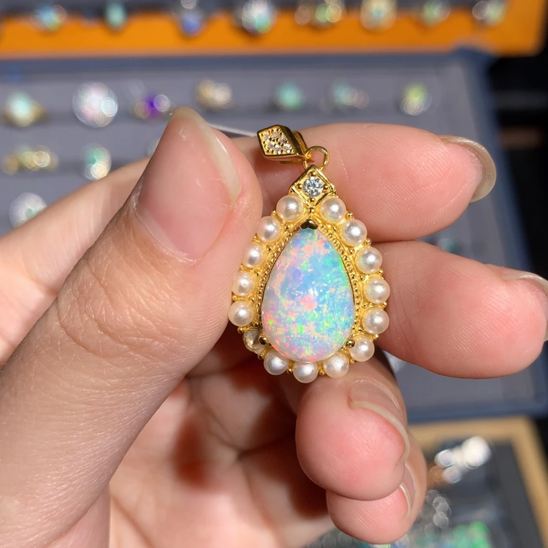 银S925镶嵌欧泊欧泊吊坠y