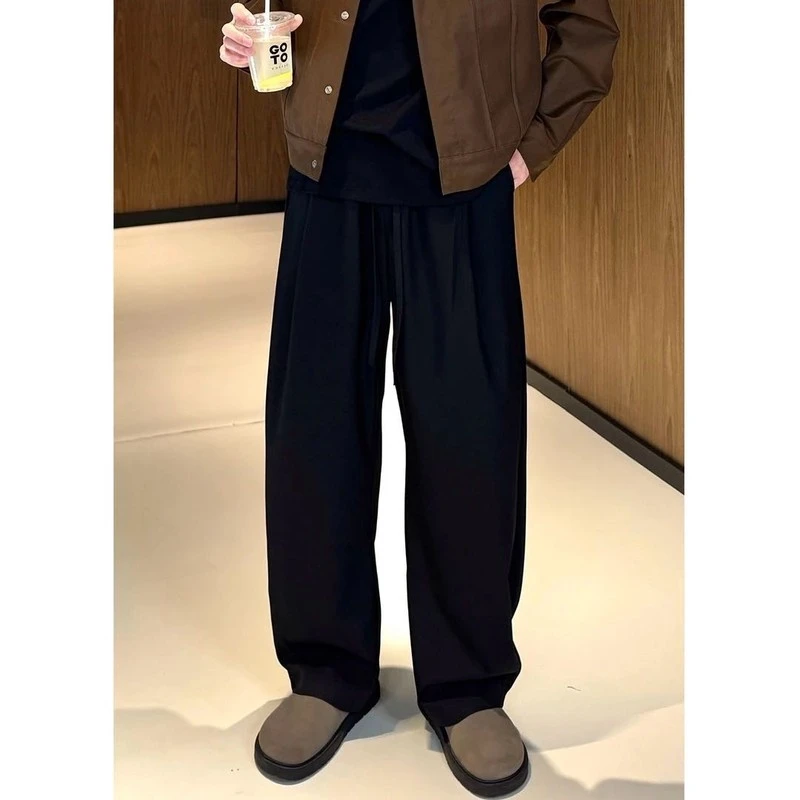 YUY12025新款夏季休闲直筒裤透气宽松松紧带抽绳百搭显瘦长裤男女