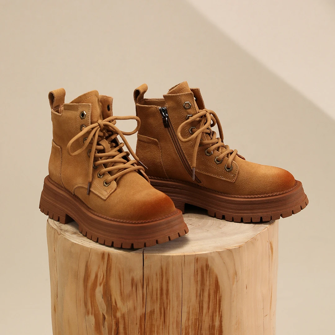 【唯品速度】7603-7冬季新款休闲靴厚底小个子时尚百搭女马丁靴